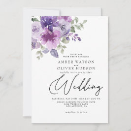 Mauve Lilac Dusty Blommigt Lila Garden Wedding Inbjudningar