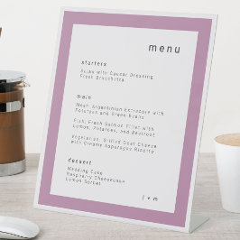 Mauve lilac wedding menu Pedestal Sign