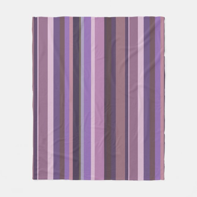 Mauve lodrät rand fleecefilt (Framsidan)
