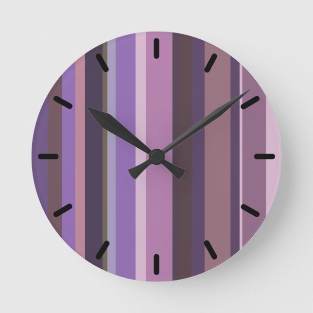 Mauve lodrät rand rund klocka (Framsida)