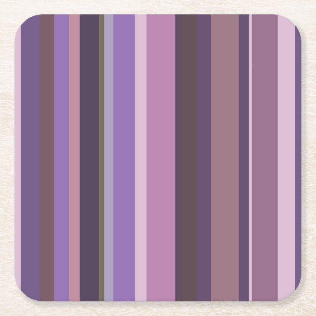 Mauve lodrät rand underlägg papper kvadrat (Framsidan)