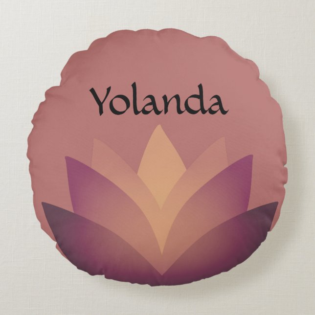 Mauve Lotus Flower Rund Kudde (Framsidan)