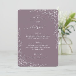 Mauve Löv Motif Thanksgiving Dinner Meny