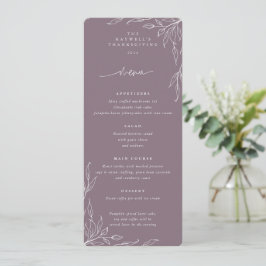 Mauve Löv Motif Thanksgiving Middag Flat 4 Course Meny