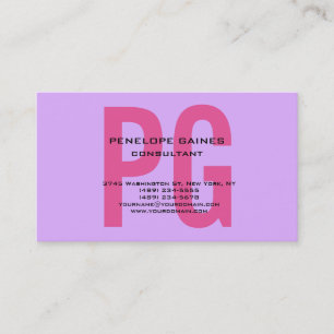 Mauve Mallow Rosa Original Classial Chic Monogram Visitkort