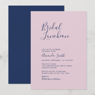 Mauve & Marinblå Enkel Minimal Bröllunch Inbjudningar