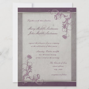 Mauve Metallic Effect Blommigt Gräns Changable BG Inbjudningar