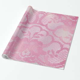 Mauve Metallic Grått Rosa ros Möhippa Blommigt Snö Presentpapper