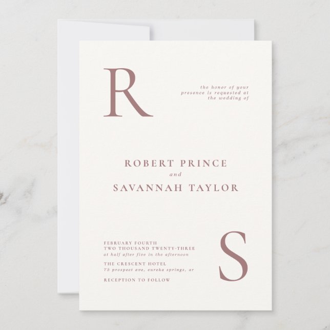 Mauve Minimalist Wedding-inbjudan Inbjudningar (Framsida)
