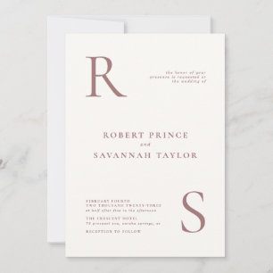 Mauve Minimalist Wedding-inbjudan Inbjudningar