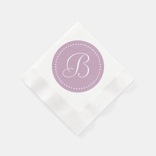 Mauve Mist/White Dot Monogram Pappersservett (Hörn)