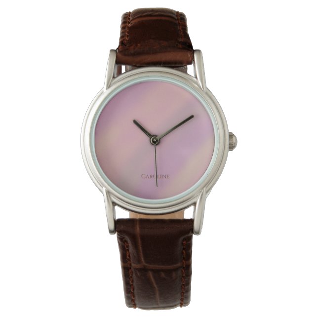 Mauve Mjuk Rosa Rosa Anpassat Namn  Armbandsur (Framsida)