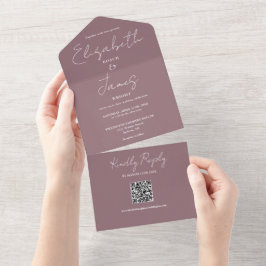 Mauve Modern Elegant Skrift QR-kod Bröllop