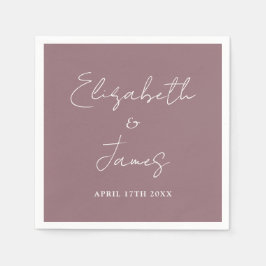 Mauve Modern Minimalist Bröllop Pappersservett