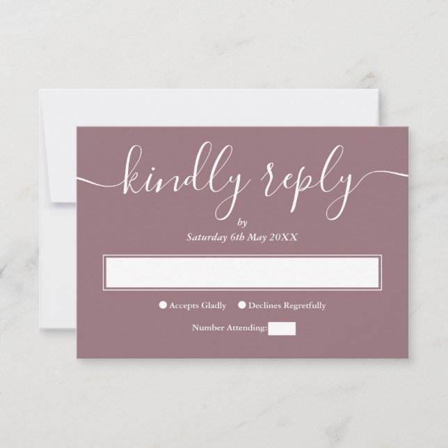 Mauve Modern Minimalist Elegant Script OSA Kort (Framsida)