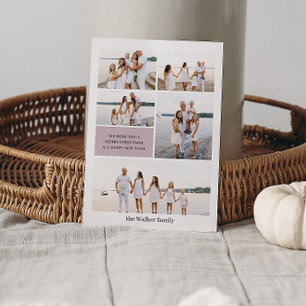 Mauve Modern Neutralt 5 Photo Elegant Julkort