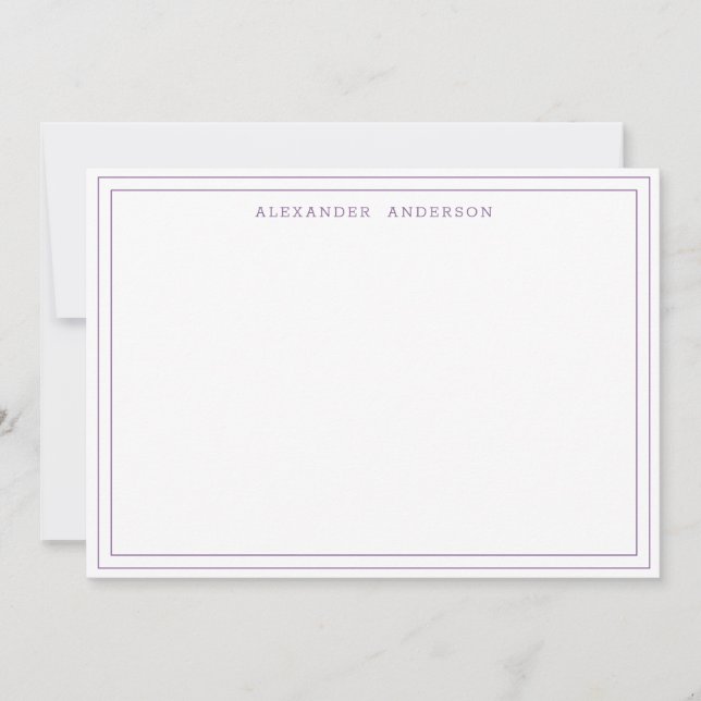 Mauve Modern Professionell Dubbla Gräns Card Anteckningskort (Framsida)