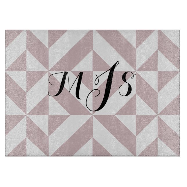 Mauve Monogram Geometric Deco Cube Mönster (Framsidan)
