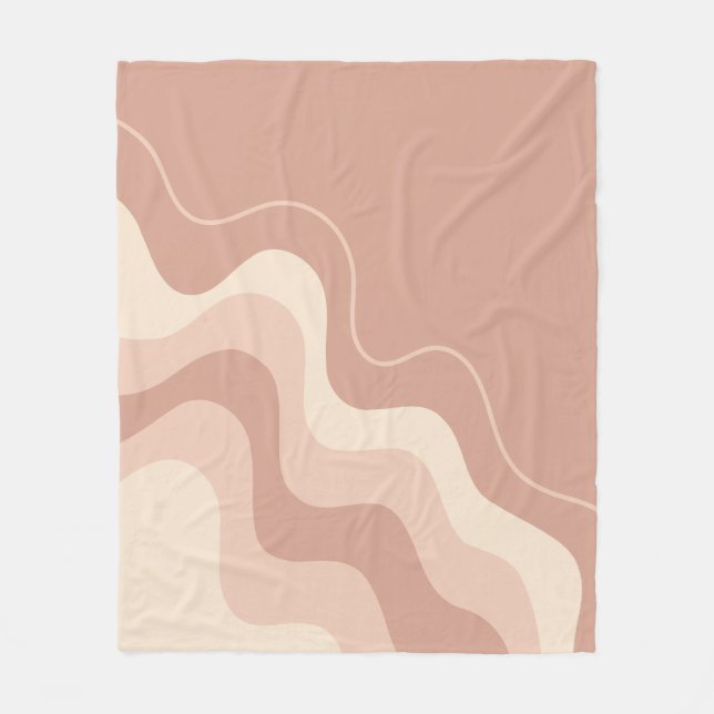 Mauve och Beige Liquid Abstrakt Fleecefilt (Framsidan)