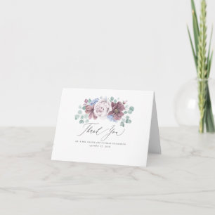 Mauve och dammiga blå blommor Elegant tack Kort