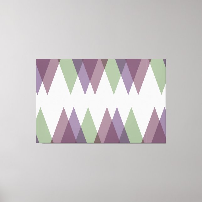 Mauve och grönt trianglar canvastryck (Framsida)