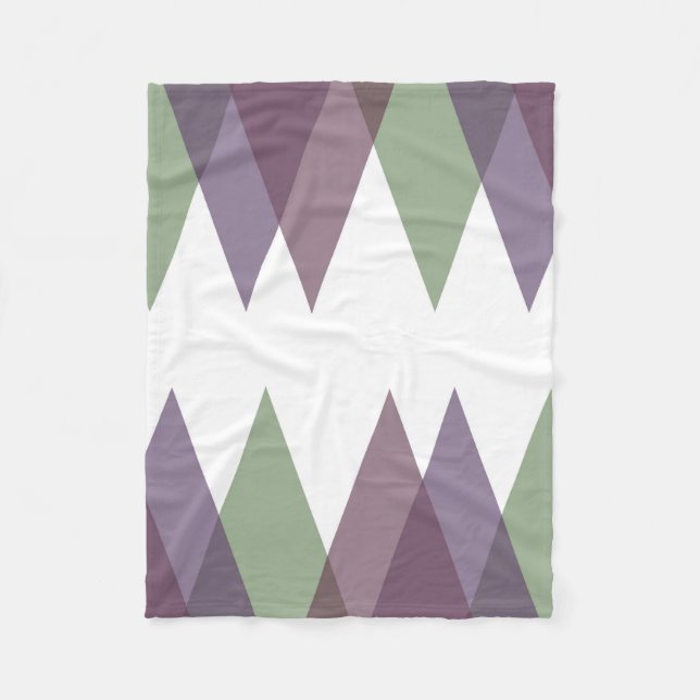 Mauve och grönt trianglar fleecefilt (Framsidan)