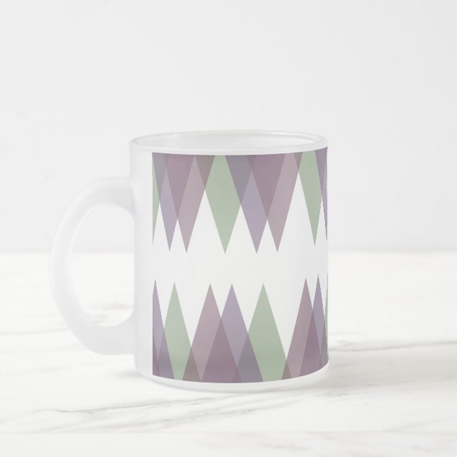 Mauve och grönt trianglar frostad glasmugg (Vänster)