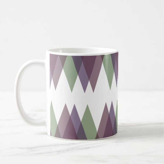 Mauve och grönt trianglar kaffemugg (Vänster)