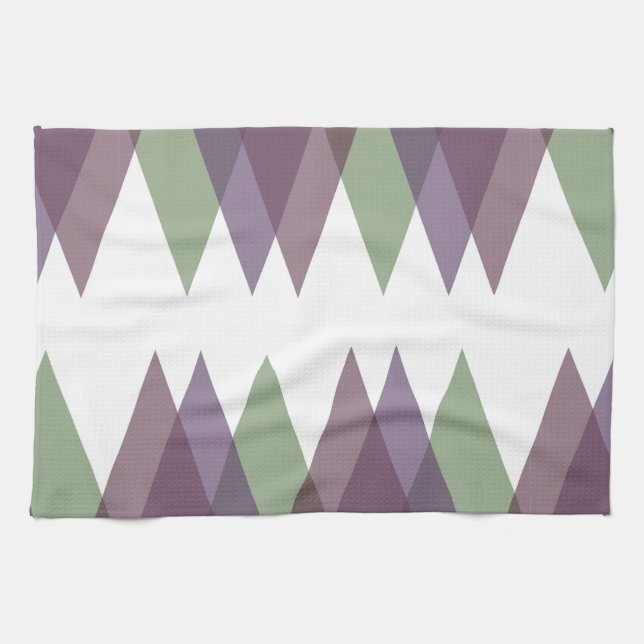 Mauve och grönt trianglar kökshandduk (Horisontell)