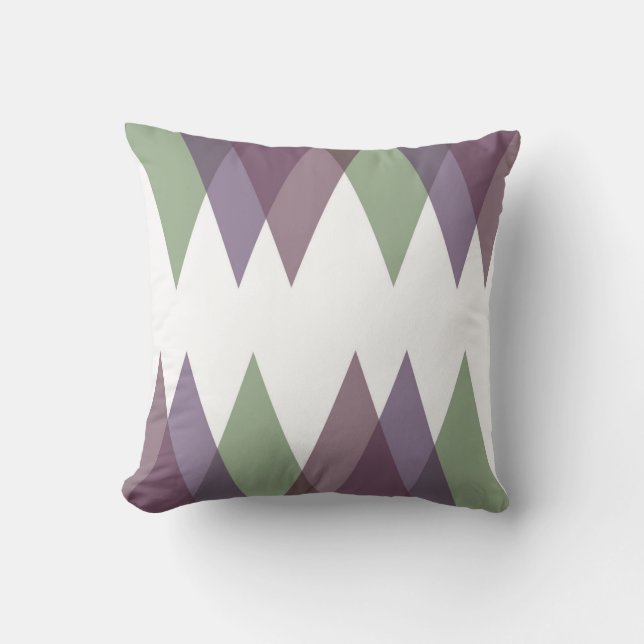 Mauve och grönt trianglar kudde (Framsida)