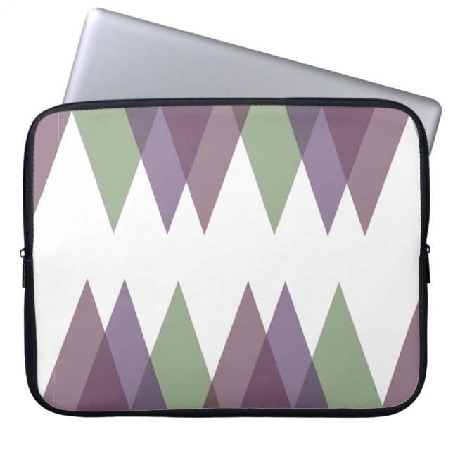 Mauve och grönt trianglar laptop fodral (Framsidan)