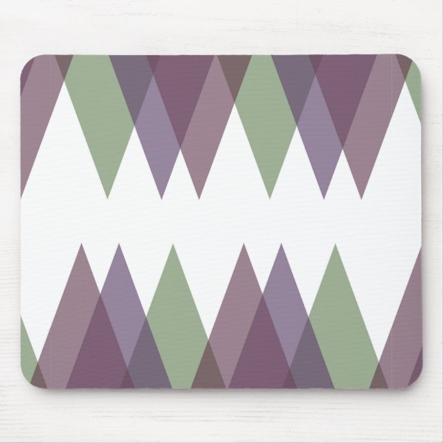 Mauve och grönt trianglar musmatta (Framsidan)