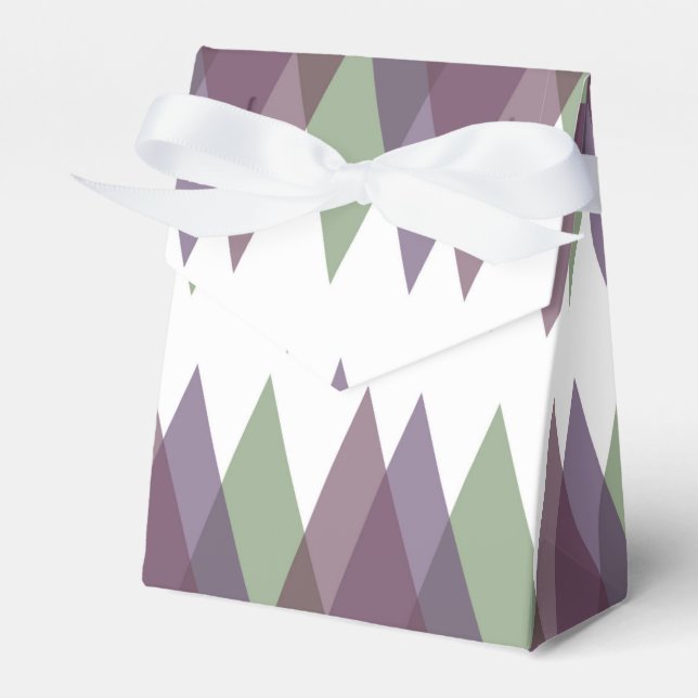 Mauve och grönt trianglar presentaskar (Framsidan Sidan)