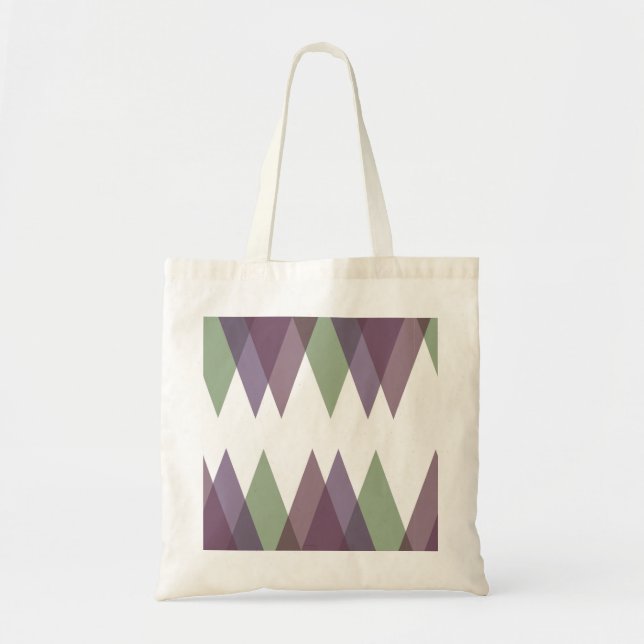 Mauve och grönt trianglar tygkasse (Framsidan)