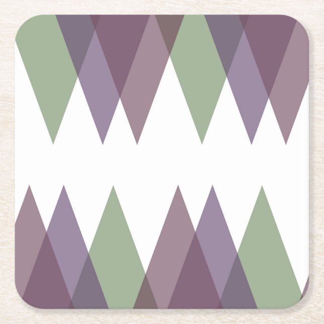 Mauve och grönt trianglar underlägg papper kvadrat (Framsidan)