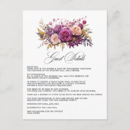 Mauve och guld Blommig Bröllopsgäst Information Tilläggskort