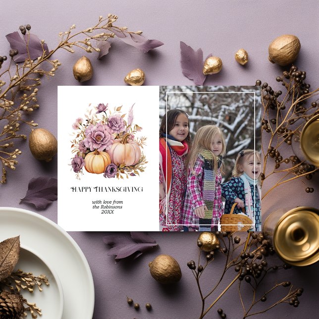 Mauve och guld Jullycka och murgröna Thanksgiving Julkort (Skapare uppladdad)