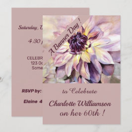 Mauve och Lila Watercolor Blommigt Birthday Inbjudningar