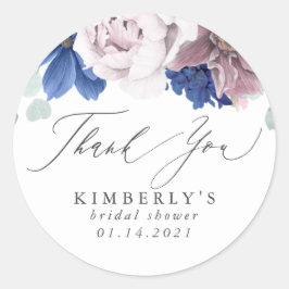 Mauve och marinblå blommig tack runt klistermärke