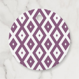 Mauve och vit diamant mönster gåvor etiketter