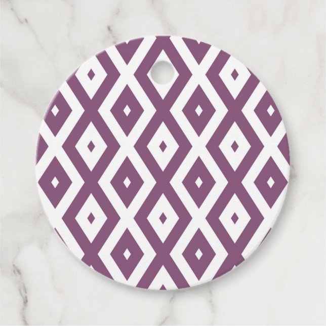 Mauve och vit diamant mönster gåvor etiketter (Framsida)