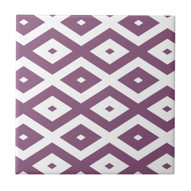 Mauve och vit diamant mönster kakelplatta (Framsidan)