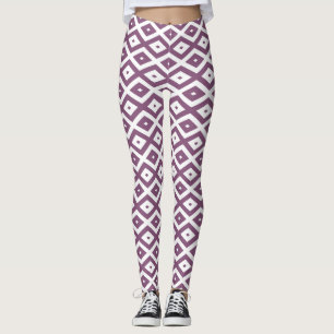 Mauve och vit diamant mönster leggings