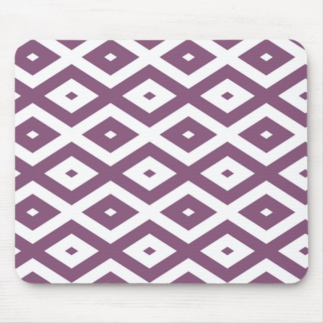 Mauve och vit diamant mönster musmatta (Framsidan)
