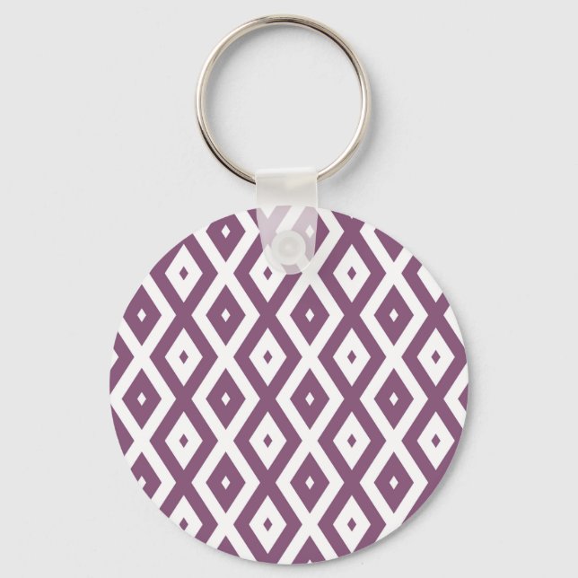Mauve och vit diamant mönster nyckelring (Framsida)