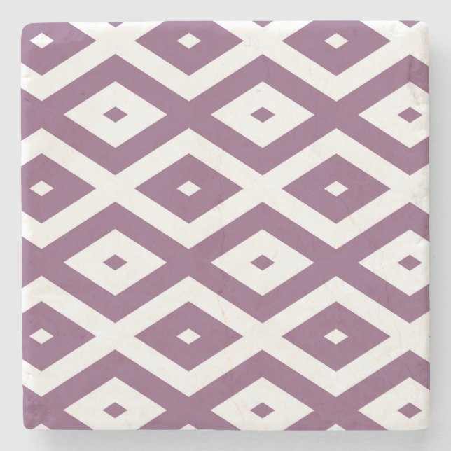 Mauve och vit diamant mönster stenunderlägg (Framsidan)