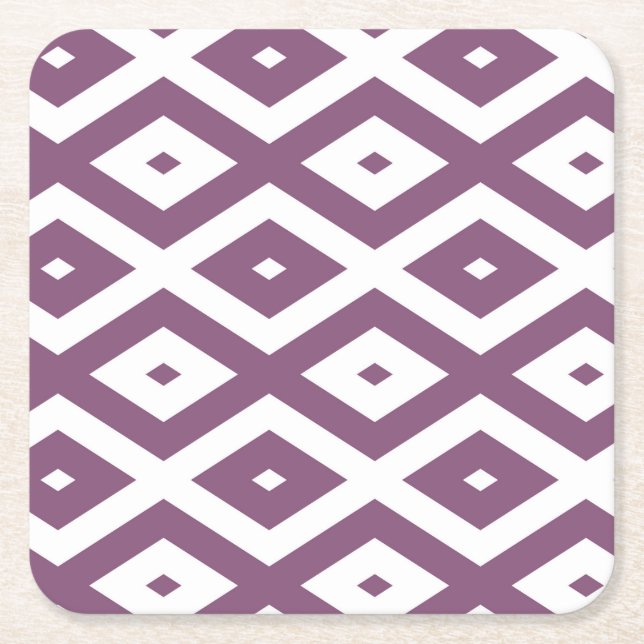 Mauve och vit diamant mönster underlägg papper kvadrat (Framsidan)