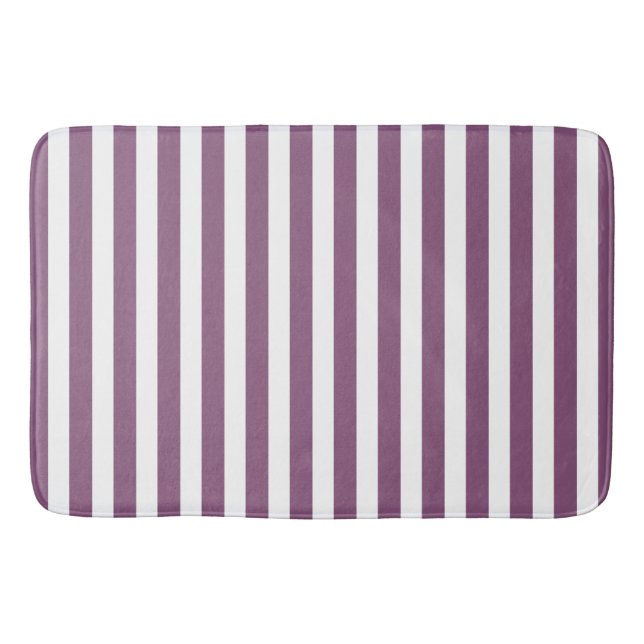 Mauve och white candy rand badrumsmatta (Framsidan)