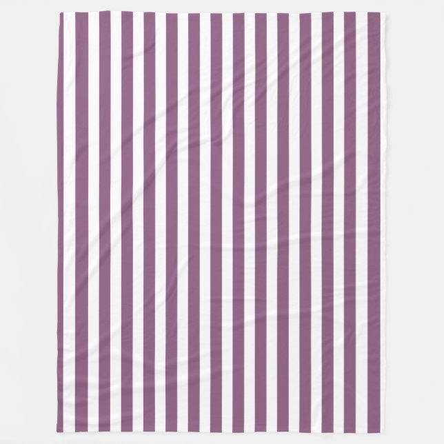Mauve och white candy rand fleecefilt (Framsidan)