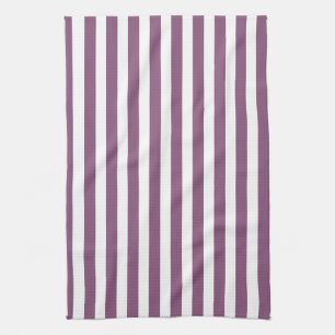 Mauve och white candy rand kökshandduk